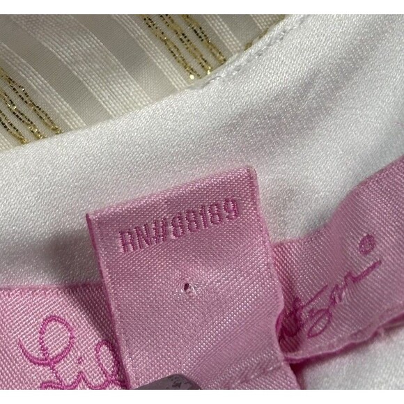 Lilly Pulitzer Henley Spring Summer Dress Gold Metallic Stripe Organza Women’s 0 - Picture 12 of 16